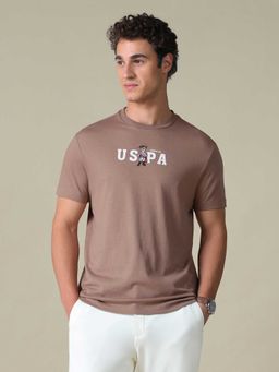 U.S. Polo Assn. Denim Co. - Brown Solid Cotton Slim T-Shirt