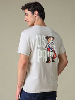 U.S. Polo Assn. Denim Co. - Beige Printed Cotton Slim T-Shirt
