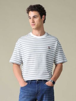 U.S. Polo Assn. Denim Co. - Grey Stripes Cotton Relaxed T-Shirt