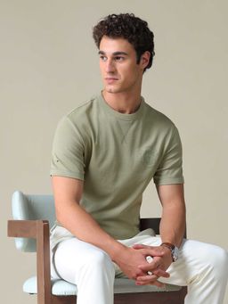 U.S. Polo Assn. Denim Co. - Green Solid Cotton Slim T-Shirt