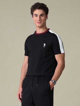 U.S. Polo Assn. Denim Co. - Black Colorblock Cotton Slim T-Shirt