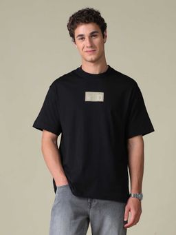 U.S. Polo Assn. Denim Co. - Black Solid Cotton Relaxed T-Shirt