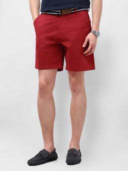 U.S. POLO ASSN. - Red Solid Elastane Slim Shorts
