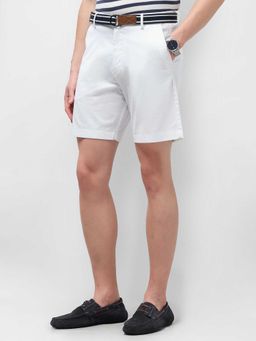 U.S. POLO ASSN. - White Solid Cotton Slim Shorts