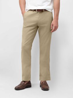 U.S. POLO ASSN. - Brown Textured Elastane Straight Trouser