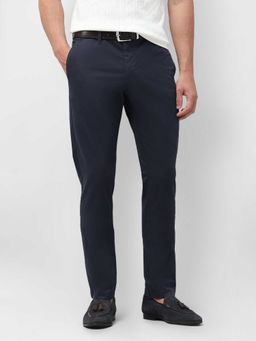 U.S. POLO ASSN. - Blue Solid Elastane Slim Trouser