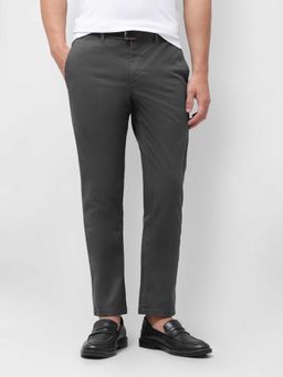 U.S. POLO ASSN. - Grey Solid Elastane Slim Trouser