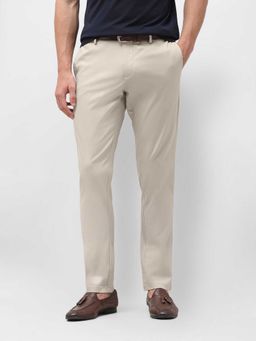 U.S. POLO ASSN. - Beige Solid Modal Slim Trouser