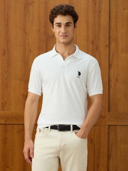 U.S. POLO ASSN. - White Solid Nylon Slim Polo T-Shirt