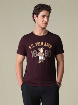 U.S. POLO ASSN. - Purple Printed Cotton Slim T-Shirt