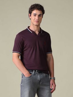 U.S. POLO ASSN. - Purple Solid Cotton Regular Polo T-Shirt