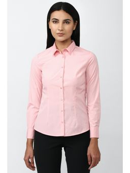 Van Heusen - Women Pink Textured Long Sleeves Casual Shirt
