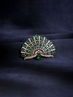 Cosa Nostraa - Antique Gold Mayur Pankh Brooch