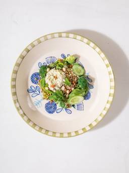 Freedom Tree - Semanae Blue and Green Hand Painted Ceramic Round Platter