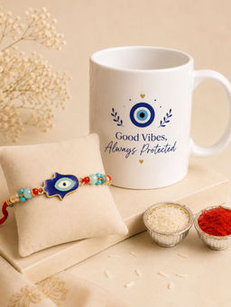 VIRAASI - Evil Eye Rakhi with Mug and Greeting Card