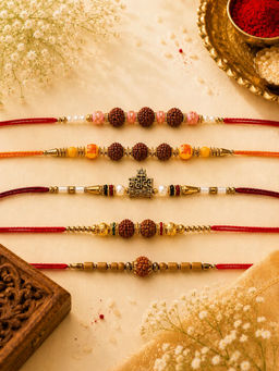 VIRAASI - Four Rudraksha Rakhis And One Divine Mahadev Rakhi