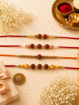 VIRAASI - Traditional Rudraksha Rakhi Set of 4