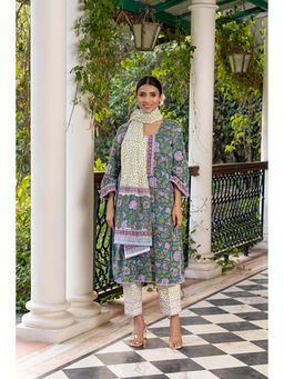 Naseebo - Teal Kurta And Pant With Dupatta Set