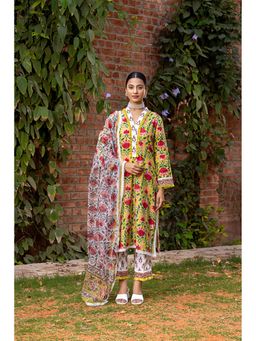 Naseebo - Spring Yellow Glow Kurta And Pant With Dupatta Set