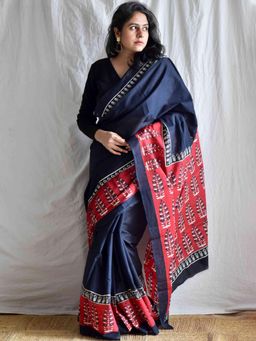 Sundarii - Night Scape - Dabu Cotton Saree Without Blouse