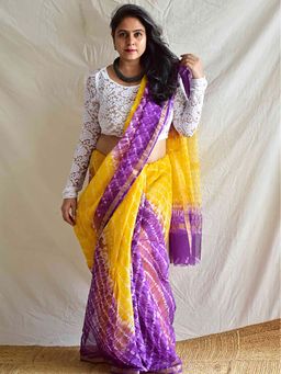 Sundarii - Colour Purple - Dabu Kota Doria Saree Without Blouse