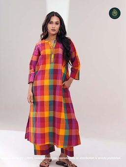 Ethnic Elements - Stitched Cotton Rang Leela Kurta With Pant