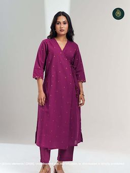 Ethnic Elements - Cotton Wrap-Style Kurta and Pant