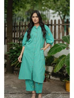 Ethnic Elements - Striped Handloom Cotton Kurta And Pant
