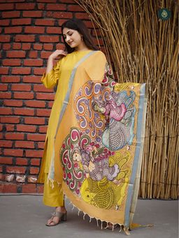 Ethnic Elements - Stitched Kurta And Bottom With Dupatta Suit Set
