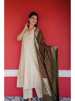 Ethnic Elements - Cotton Silk Kurta and Pant with Dupatta