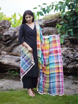 Ethnic Elements - Stitched Black Kurta And Bottom With Dupatta Suit Set
