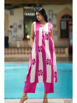 Ethnic Elements - Stitched Candy Stripe Kurta With Pant