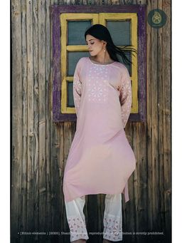 Ethnic Elements - Peach Applique Kurta with Pant