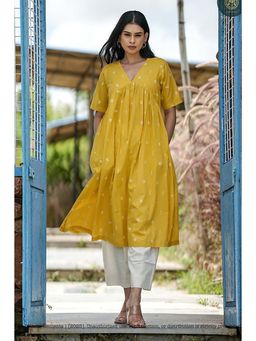 Ethnic Elements - Stitched Cotton Marigold Breeze Kurta With Pant