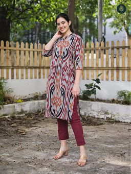Ethnic Elements - Uzbek Ikkat Print Kurta And Pant