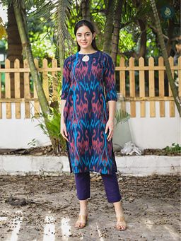 Ethnic Elements - Uzbek Ikkat Print Kurta And Pant