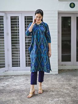 Ethnic Elements - Uzbek Ikkat Print Kurta And Pant