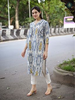 Ethnic Elements - Uzbek Ikkat Print Kurta And Pant