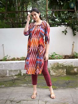 Ethnic Elements - Uzbek Ikkat Print Kurta And Pant
