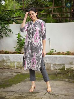 Ethnic Elements - Uzbek Ikkat Print Kurta And Pant