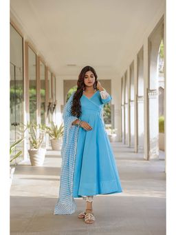 Ghoomar Jaipur - Aqua Blue Leheriya Kurta Pant with Dupatta