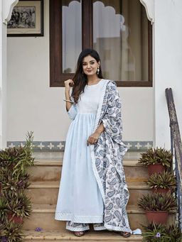 Ghoomar Jaipur - Aqua Light Blue Kurta Pant with Dupatta