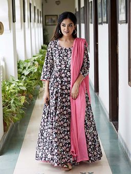 Ghoomar Jaipur - Black Jaal Kurta Pant with Dupatta