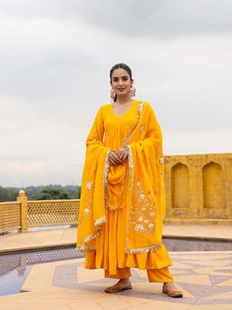 Ghoomar Jaipur - Bold Yellow Kurta Pant with Dupatta