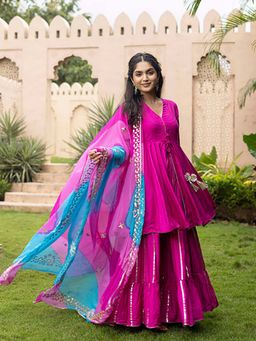 Ghoomar Jaipur - Fandango Pink Kurta with Sharara and Dupatta