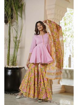 Ghoomar Jaipur - Lemonade Pink Gota Kurta and Sharara with Dupatta
