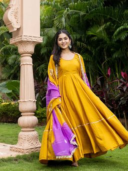 Ghoomar Jaipur - Mustard Anarkali and Pant with Dupatta
