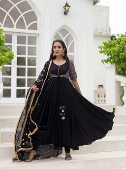 Ghoomar Jaipur - Midnight Black Anarkali and Pant with Dupatta