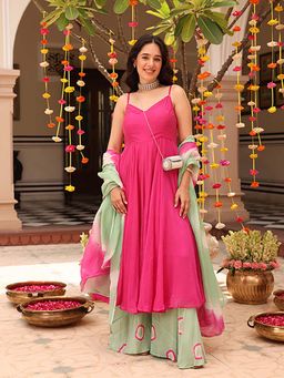 Ghoomar Jaipur - Noor Pink Kurta and Palazzo with Dupatta