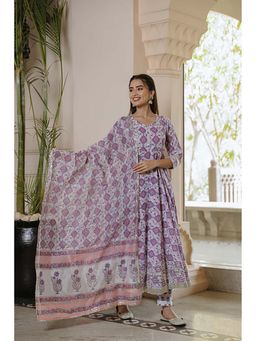 Ghoomar Jaipur - Orchid Hand Block Gota Kurta and Pant with Dupatta
